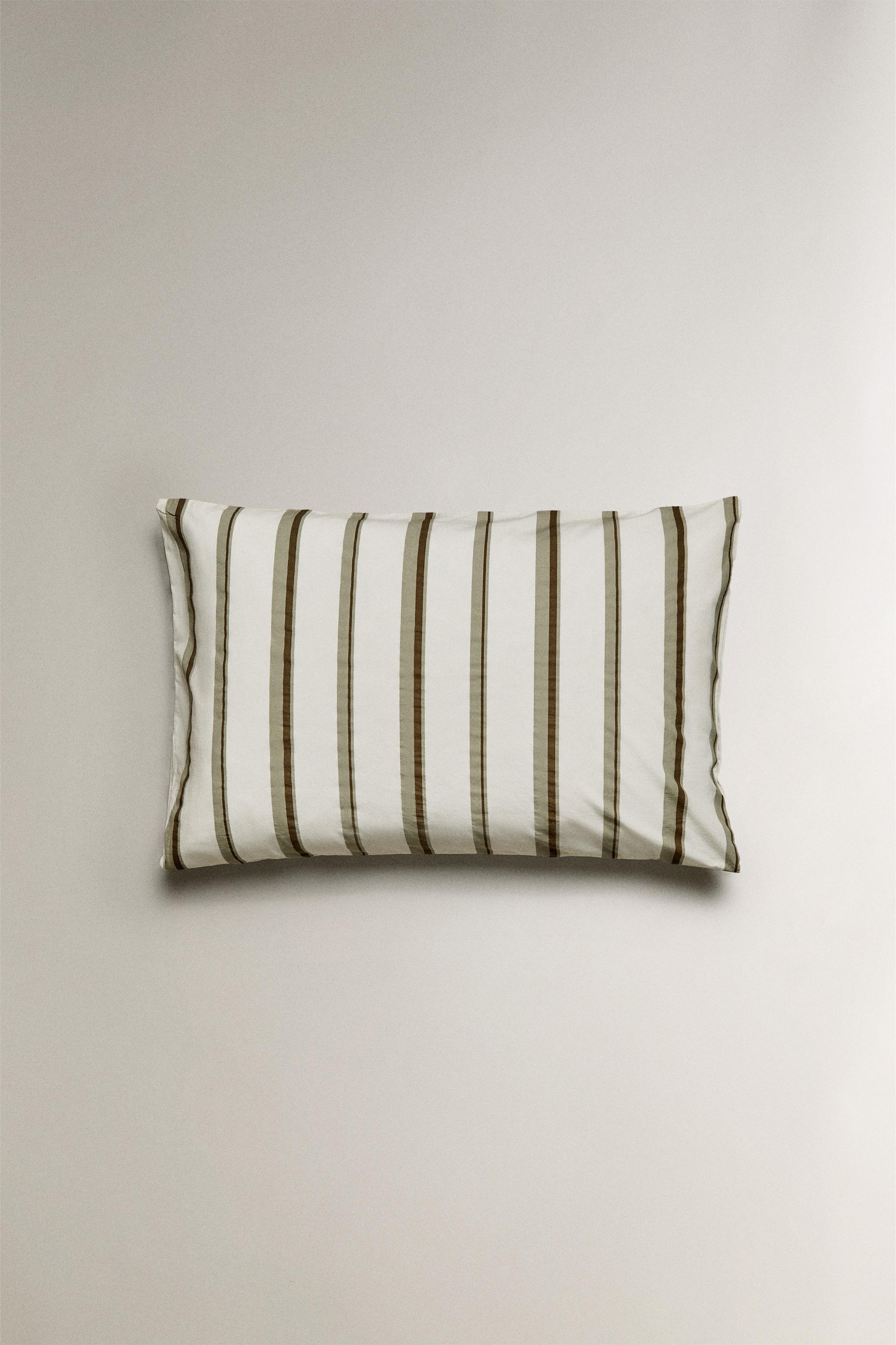 PERCALE COTTON PILLOWCASE WITH STRIPES (300 THREAD COUNT)